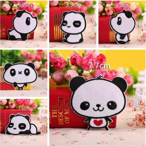 Cartoon panda embroidery Patches Appliques Iron On Patch Cute Bear Sticker for Garment T Shirts Dresses Bags DIY Sewing Crafts