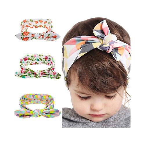 Cute Colorful Toddler Infant Baby Boy Girl Flower Knot Headband Accessories Floral Print Headwear Hairbands