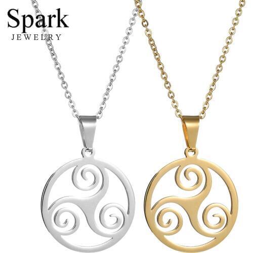 Spark Hollow Teen Wolf Triskele Necklace Punk Stainless Steel Triskelion Statement Necklaces For Movie Fans Party Gift Colliers