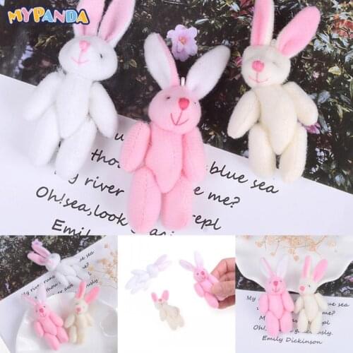 3 Colors 6cm Mini Joint Rabbit Plush Toy Soft Bunny Pendant Doll For Key Chain DIY Ornaments Gift For Girls Women