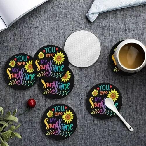 Simple Round Placemats Black You Are My Sunshine Dining Table Mats Non-slip Tableware Bowl Pads Drink Cup Coasters Kitchen Party