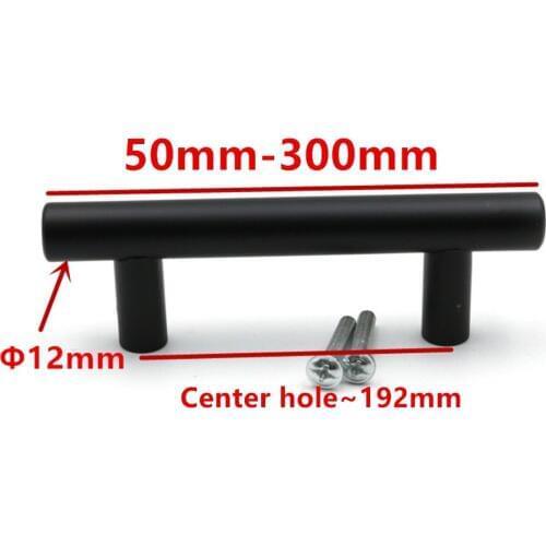 Cabinet Pull Diameter 12mm Stainless Steel Handles 2" ~ 12'' Kitchen Door T Bar Straight Handle Knobs Furniture Hardware