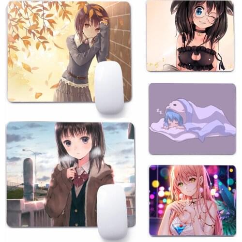 Cute Anime Girl 22x18cm Mouse Pad Computer Small Mouse Non-slip Pad Desktop Keyboard Pad Office Mouse Mat