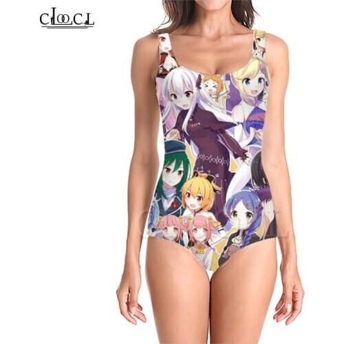 CLOOCL Japanese Anime Hitagi Senjougahara 3D Print Girls One-piece Swimsuit Swimming Bathing Suit Sleeveless Slim Sexy Swimsuit