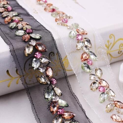 Fabric Hometextile Embellishments Decoration Accessories Lace Clothes Mesh Beaded Ribbon Trim Embroidery Wedding DIY Hometextile