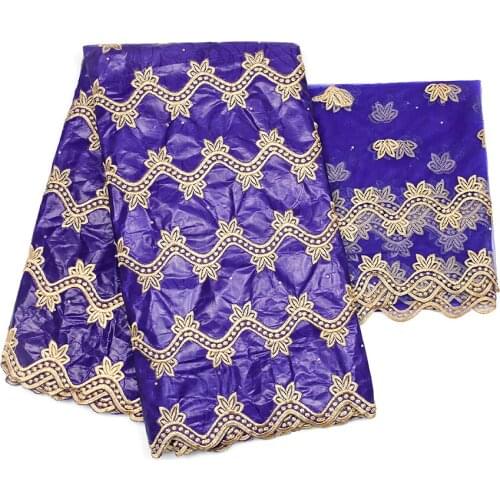 Tissu Broderie Dubai Embroidered Bazin Tissues Riche Fabrics African Tulle Lace Nigerian Gele Headtie Wedding 5+2 yards/lot