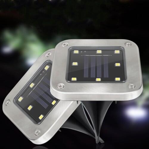 Outdoor Solar Powered Lighting 8 LED Buried Light Under Ground Lamp Waterproof Path Way Garden Lawn Yard Christmas Square Lamp