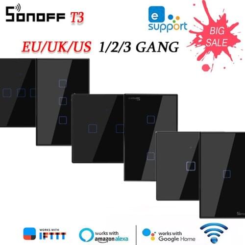 SONOFF T3 TX Wifi Smart Wall Touch Switch Wireless Relay Module Smart Home Control Via Ewelink/RF433 Work With Alexa Google Home