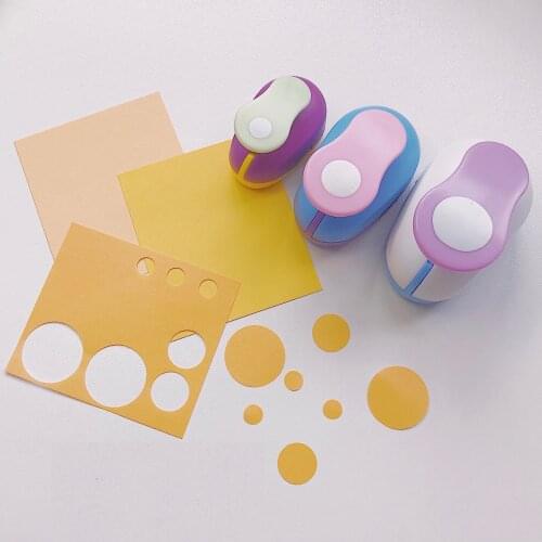3pcs Cute Round Embossing Device Childrens Educational Embossing Machine Embossing Device Manual DIY Paper Cutter 9mm 16mm 25mm