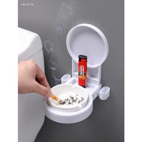 Vanzlife Wall-Mounted Seamless Ashtray Hotel Ashtray Wall-Mounted Simple Hanging Ashtray Household Nailless Stickers Ceramic