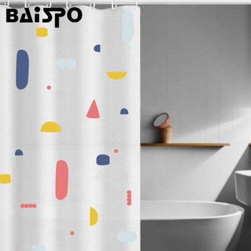 BAISPO Waterproof Shower Curtain With Hooks Thickened Home Decoration Bathroom Accessories Screen Original PEVA Shower Screen
