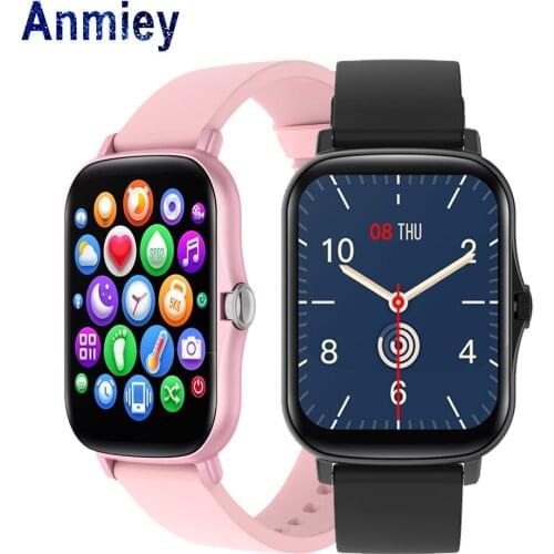 Anmiey Smart Watch 1.7 Inch Full Touch Men Woman Fitness Tracker IP67 Waterproof Customize Dial Smartwatch for Android IOS
