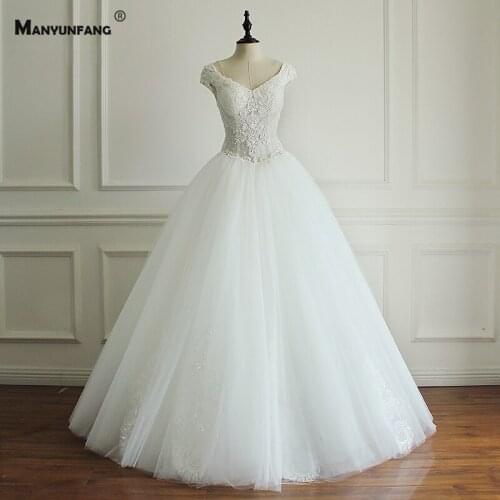 High-End Sweetheart Neck Beading Cap Sleeve Bridal Ball Gown 2021 Hot Sale Embroidery Appliques Tulle Sweep Train Wedding Dress
