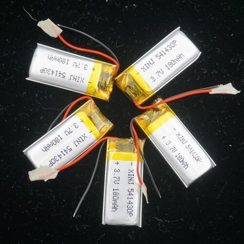 XINJ 5 pcs 3.7V 180 mAh Li Polymer li po Battery cell 541430 For DIY mp3 bluetooth earphone speaker glasses driving recorder