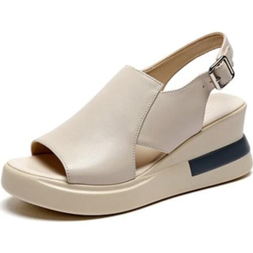 Womens Sandals Genuine Leather Platform Sandal 2021 Summer Thick Sole High Heels Ladies Sandal Summer Shoes For Women