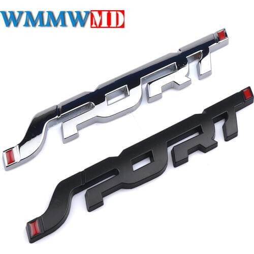 1pcs Car Styling Metal 3D Chrome Silver / Black Auto Car Racing SPORT Word Letter Logo Emblem Badge Decal Sticker Accessories