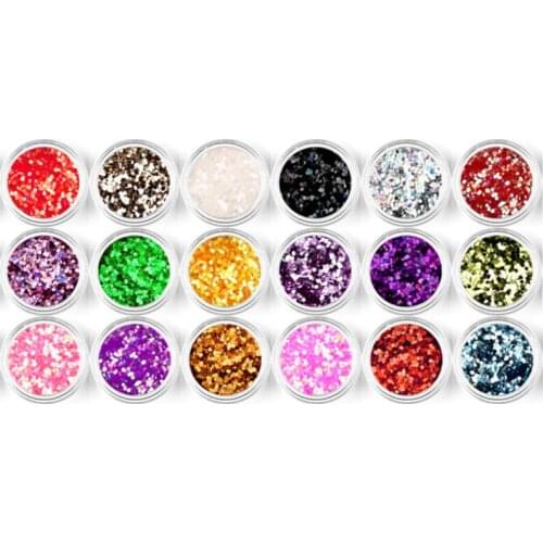 18 Boxed/set Nail Glitter Flakes 1mm Holographic Flakes Sequin 18 Colors Hexagon Flakes Laser Paillette Nail Tips Art Decoration
