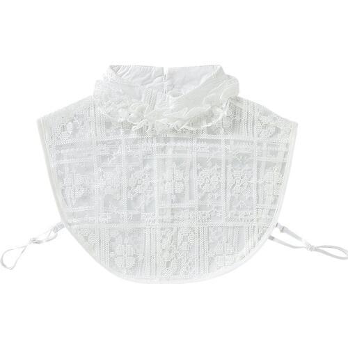 2020 Women Pearl Bead Chiffon Cotton Ruffles Fake Collar Rhinestone Embroidery Lace Flower False Detachable Collar Blouse Tops