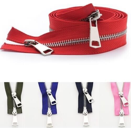 5# Colorful High Quality Open-end Double Sliders Silver Metal Zipper DIY Handcraft For Cloth Pocket Garment NO.5 Zippers 70/90cm