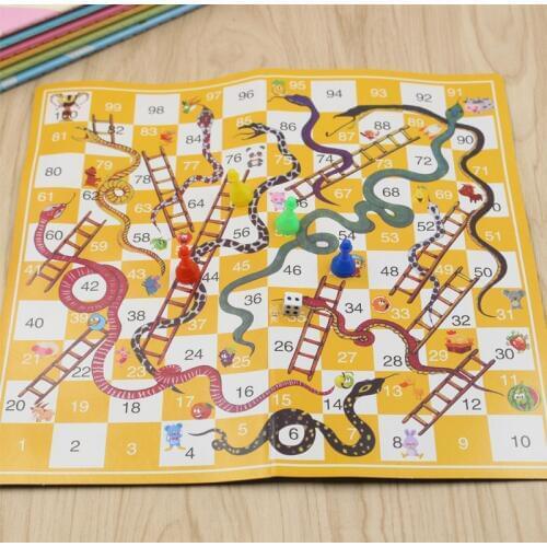 50pcs/lot Portable Snake Ladder Board Game Set Flight Chess jogos Educational Party Games Toys for Kids Adults
