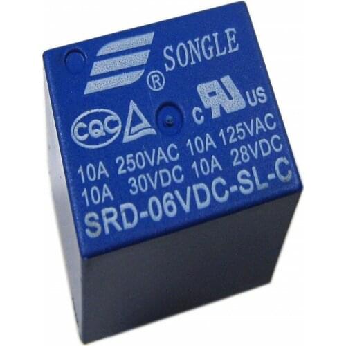 50PCS/lot power Relay SRD-06VDC-SL-C 6V 10A 250VAC 5PIN T73 new and original Relays