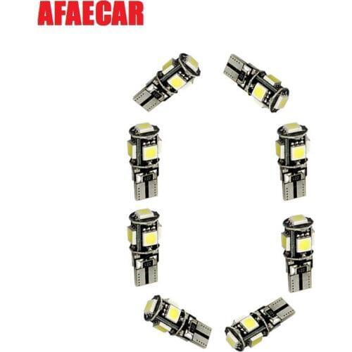 AFAECAR 50Pcs T10 W5W led 5050 5SMD Canbus NO ERROR 12V Car Auto led