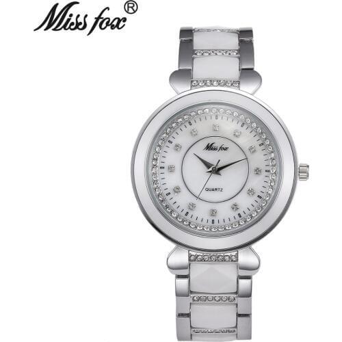 White Ceramic Watches For Women Dress Rhombic Diamond Girls Wrist Watch Quartz Movement Water Resistant Montre Femme