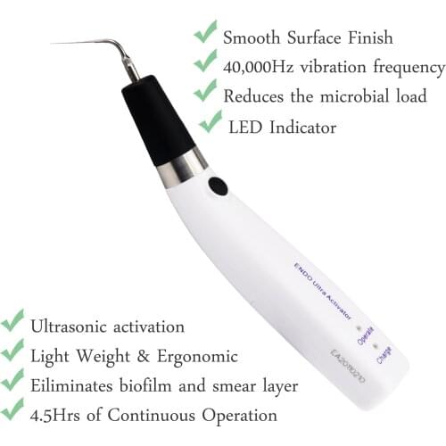 Dental Endo Ultra Activator Endo Irrigator Cordless Ultrasnoice Activetor Handpiece With 6 Tips 40-40Hhz 1500mAh