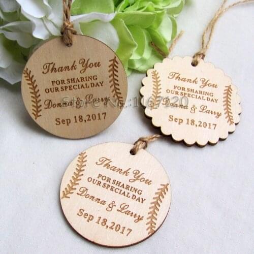 200pc Personalized Engraved "Thank you FOR SHARING OUR SPECIAL DAY" Wedding Tags Round Circle Wooden Wedding Bridal Tags 54-58mm
