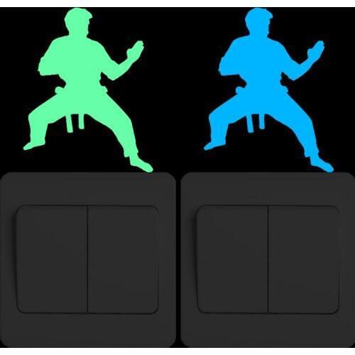 Man Playing Kungfu Home Decoration Stickers Glow Switch Stickers Posters Children Room Kid Bedroom DIY Decoration Luminous Decal