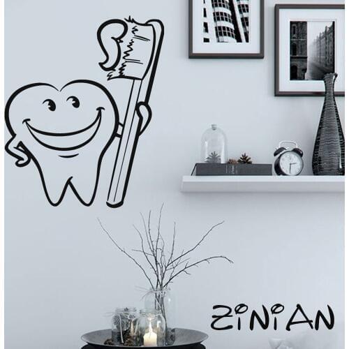 Bathroom Decor Stickers Cool Tooth Brush Wall Decals Muraux Waterproof Tile Decorate Kids Room Vinyl Sticker Dental Clinic Z527