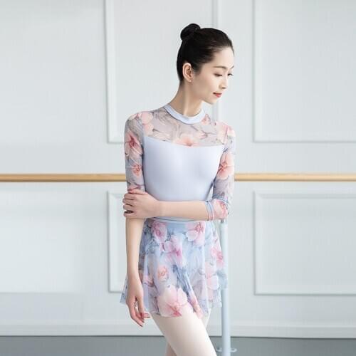 Fairy Ballet Dance Leotad For Adulto Gymnastics Bodysuit Ballerina Clothes Stage Costume Lyrical Dance Wear Mesh Unitard JL2020