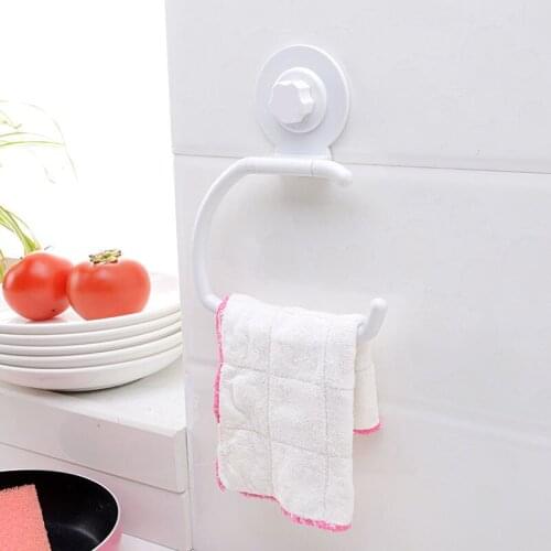 Kitchen Multi-purpose Paper Towel Rack Toilet Paper Towel Rack Back Suction Cup Towel Ring Hook