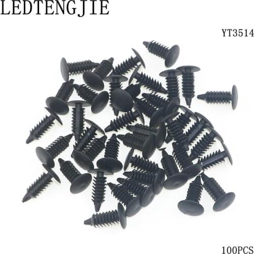 LEDTENGJIE 100Pcs Black Auto Fasteners Fit 6.5mm Hole Nylon Car Clips Car trunk Roof Fender Bumper Shield Retainer Plastic Rivet