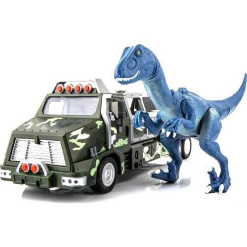 1:50Scale Metal Diecast Plastic children Toy Car With Jurassic Dinosaur Animal Transport Armored Vehicle Engineering Truck Model