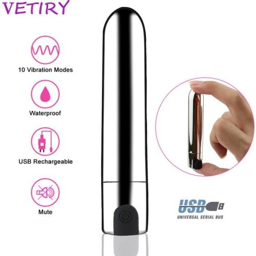 VETIRY Mini Bullet Vibrator 10 Speed Strong Vibration USB Rechargeable G-spot Massage Female Masturbation Sex Toys for Women