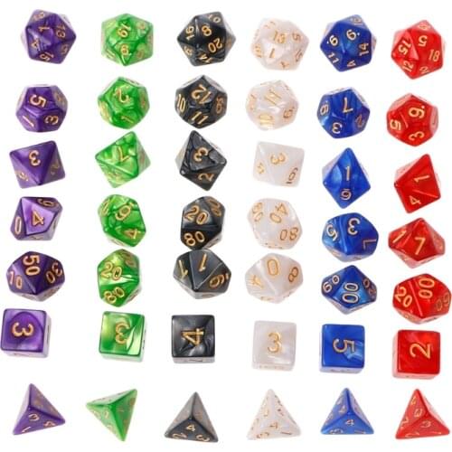 Polyhedral Dice Gold Numbers For Dragon Pathfinder D20 D12 D10 D10% D8 D6 D4 7Pcs N10 dropship