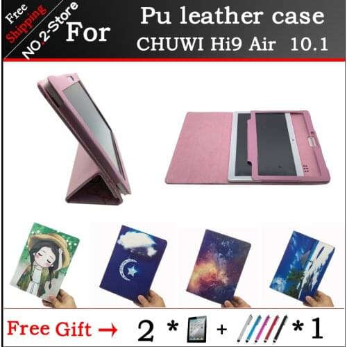 Fashion Printing PU Leather Protective Shell Stand Cover For Chuwi Hi9 Air 10.1 inch Tablet Case+ Stylus +2 Screen Protectors