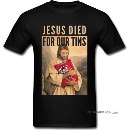 2019 Men T-shirt Jesus Died For Our Tins Tshirt Funny Designer T Shirts God Print Tops Christian Black Tees Cotton 80s Sweater