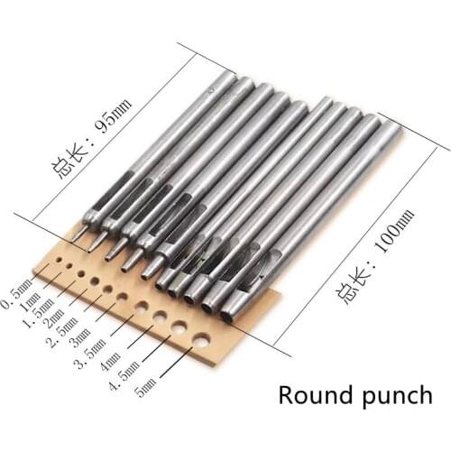 10Pcs Round Hollow Punch Set Leather Craft Punching Tool Hollow Hole Cutting Tool Suitable for Strap Belt Canvas Paper (0.5-5Mm)