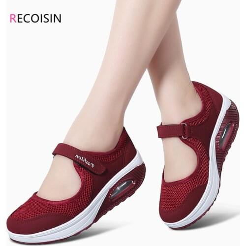 RECOISIN New 2020 Summer Fashion Womens Flat Shoes Breathable Mesh Casual Shoes Woman Moccasin Zapatos Mujer Ladies Boat Shoes