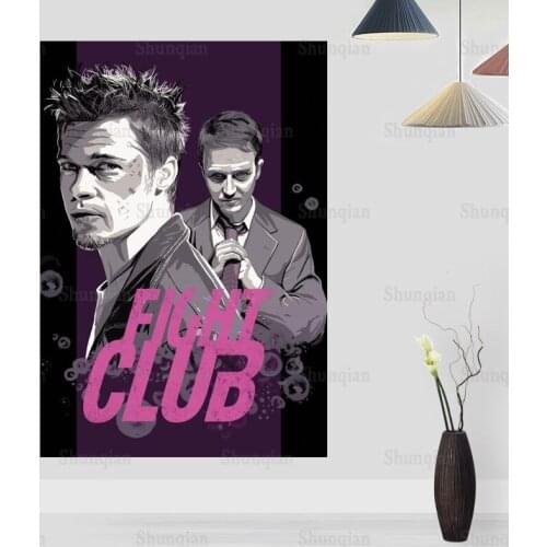New Fight Club Posters On The Wall Modern Anime/Movie/Abstract Rectangle Poster Silk Fabric Cloth Wall Art Unframed 0422