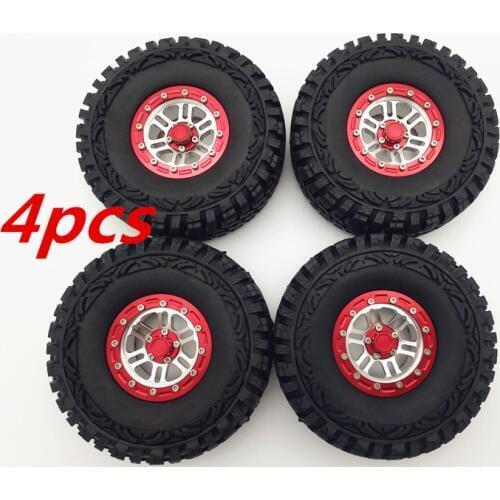 4PCS 1.9"Beadlock Wheel Rim Tires for 1/10 RC Rock Crawler Axial SCX10 90035 90022 90046 90047 RC4WD D90 D110 TF2 Traxxas TRX-4