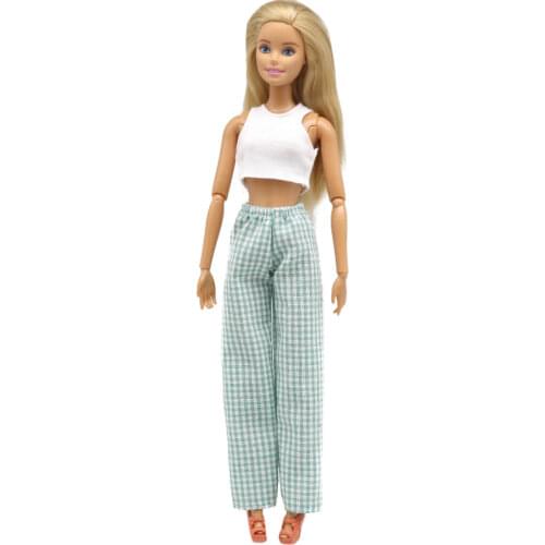 1/6 Doll Clothes White Pink Green Fashion Sleeveless Tops and Casual Pants for Daily Wear 30 Cm Doll Accessories Doll Clothes