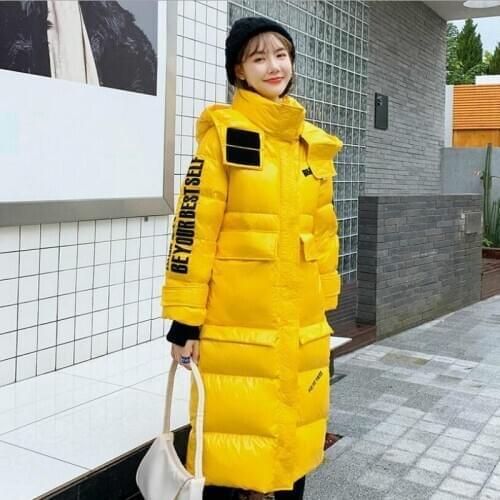 Winter Coat Women 2020 Winter New Hooded Ladies Coat Long Parkas Oversize Jacket Women Bright Glossy Winter Thick Down Jacket