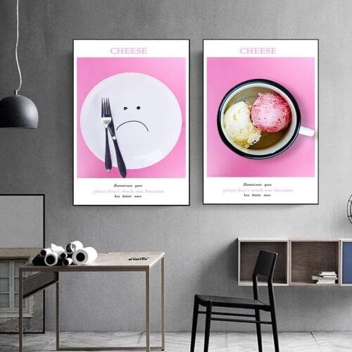 Poster HD Restaurant Creative Tableware Smiley Nordic Wall Art Canvas Painting Modern Kitchen Home Decoration