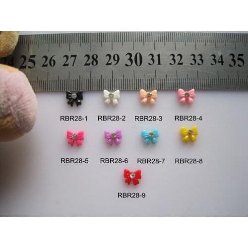 RBR28 30pcs/bag Mini Butterfly-Shape Resin Bow with Crystal Rhinestone Nail Art Decoration Nail DIY Deco