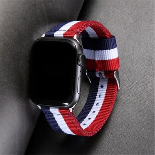 Nylon Canvas For Apple Watch Band 44mm 40mm 38mm 42mm USA Flag Striped Replacement Bracelet Strap Band for iWatch 1 2 3 4 5 6 SE