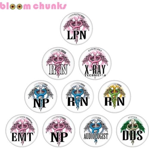 RN NP EMT nurse 10pcs mixed 12mm/18mm/20mm/25mm Round photo glass cabochon demo flat back Making findings A5519