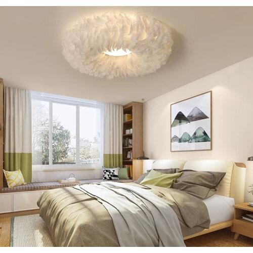 Nordic Modern Natural Swan Feather Droplights E27 LED Bedroom Living Room Kids Room Suspension Wedding Decor Romantic Lighting